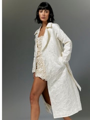 River Island Cream Floral Trench Coat - Image 4 of 4