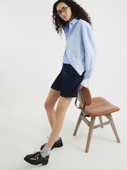River Island Dark Blue Bermuda Denim 100% Cotton Shorts - Image 2 of 4
