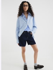 River Island Dark Blue Bermuda Denim 100% Cotton Shorts - Image 4 of 4