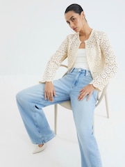 River Island Cream Crochet Cropped Jacket - Image 2 of 4