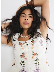 River Island White Corset Floral Embellished Top - Image 4 of 4