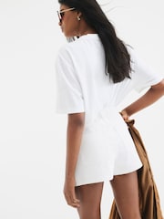 River Island White A-Line 100% Cotton Denim Shorts - Image 2 of 4