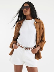 River Island White A-Line 100% Cotton Denim Shorts - Image 4 of 4