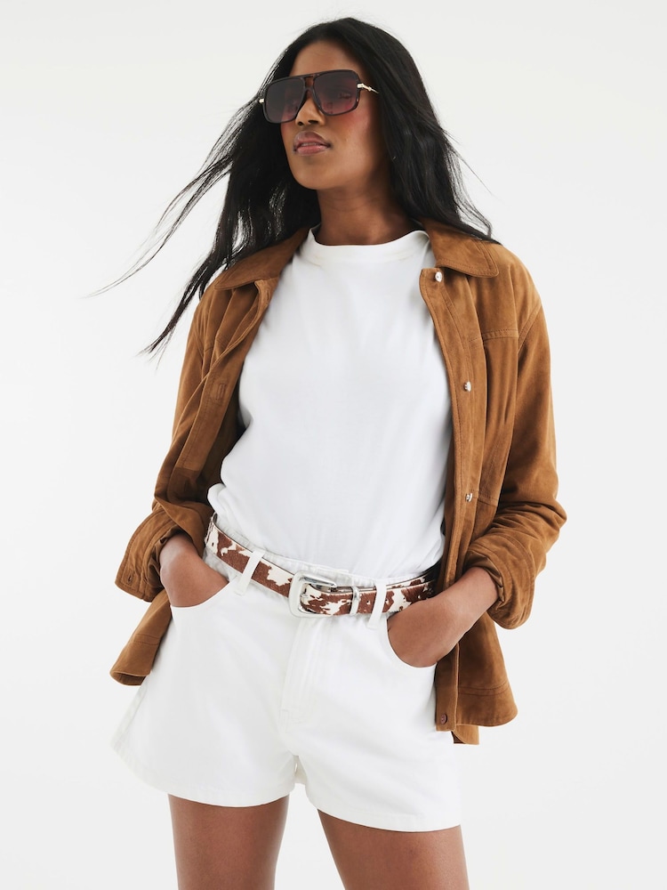 River Island White A-Line 100% Cotton Denim Shorts - Image 4 of 4