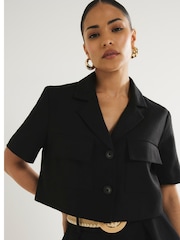River Island Petite 100% Cotton Short Sleeve Cropped Jacket - Imagen 1 de 6