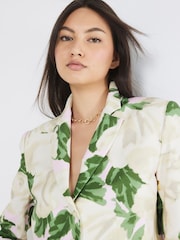 River Island Cream Floral Copped Boxy Blazer - Image 3 of 5