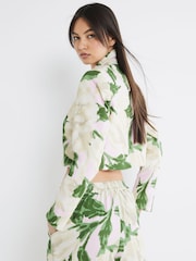 River Island Cream Floral Copped Boxy Blazer - Image 4 of 5