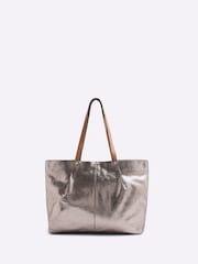 Gris - River Island Metallic Leather Shopper Bag - Imagen 2 de 6