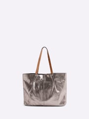 Gris - River Island Metallic Leather Shopper Bag - Imagen 4 de 6