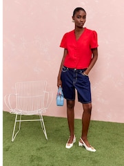 River Island Red Frill Tailored Top - Image 1 of 2