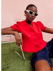 River Island Red Frill Tailored Top - Image 2 of 2
