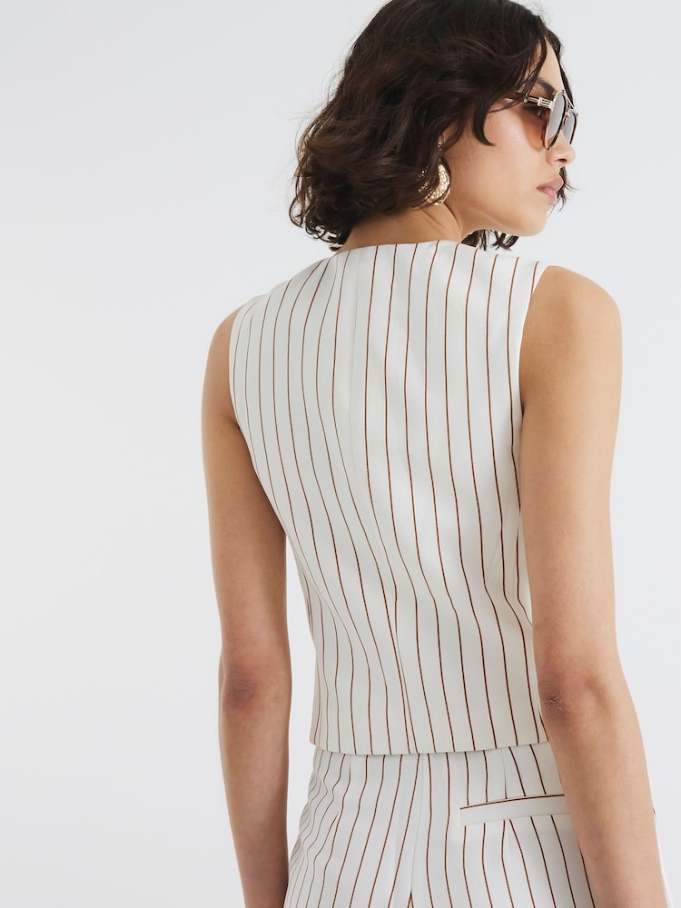 River Island White High Neck Fitted Waistcoat - Image 2 of 4