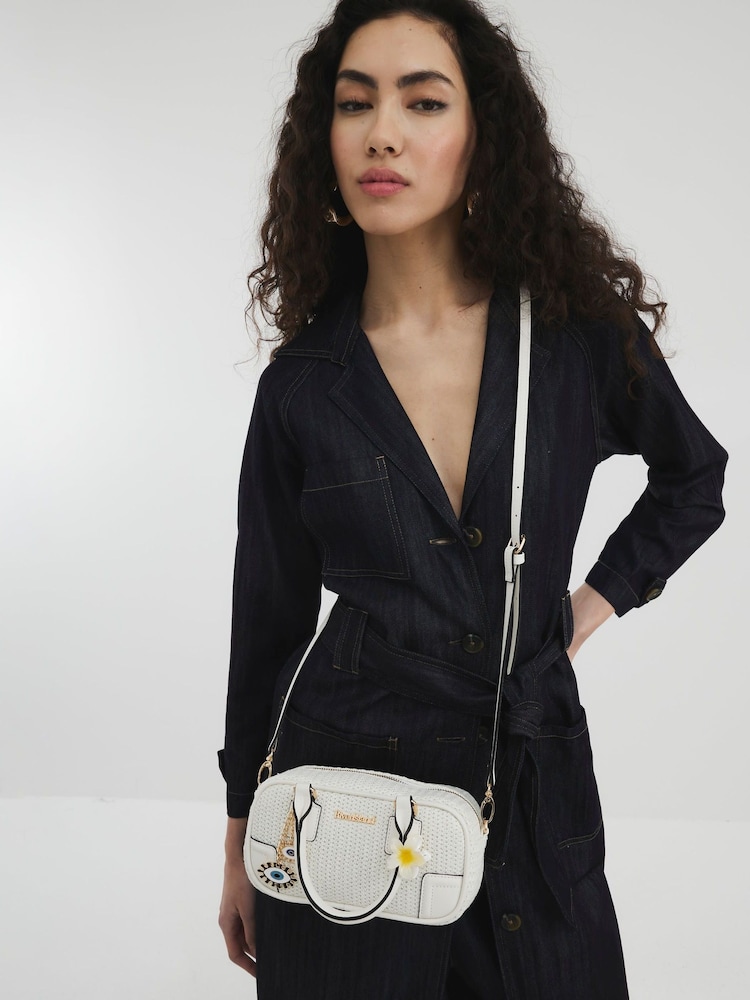 River Island White Raffia Bowler Bag - Image 1 of 6 River Island White Raffia Bowler Bag - Image 1 of 6