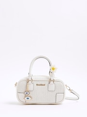 River Island White Raffia Bowler Bag - Image 2 of 6