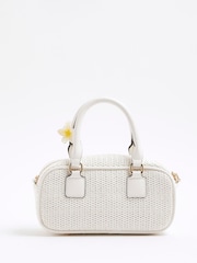 River Island White Raffia Bowler Bag - Image 3 of 6