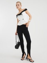 River Island White Double Breasted Bardot Top - Image 2 of 4