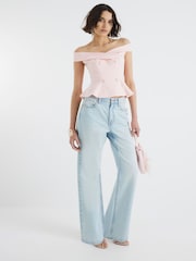 River Island Pink Double Breasted Bardot Top - Image 3 of 4