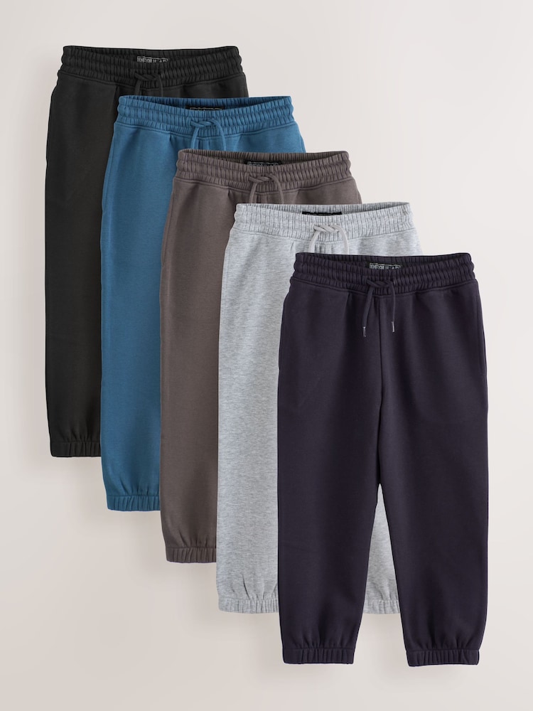 Blue Regular Fit Basic Joggers 5 Pack (3-16yrs) - Image 1 of 12 Blue Regular Fit Basic Joggers 5 Pack (3-16yrs) - Image 1 of 12