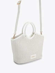 Carvela Pink Sardinia Midi Weave Bag - Image 3 of 5