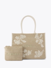 BEIGE COMB - Carvela Cream Sorrento Chuck In 100% Cotton Tote Bag - Imagen 1 de 4