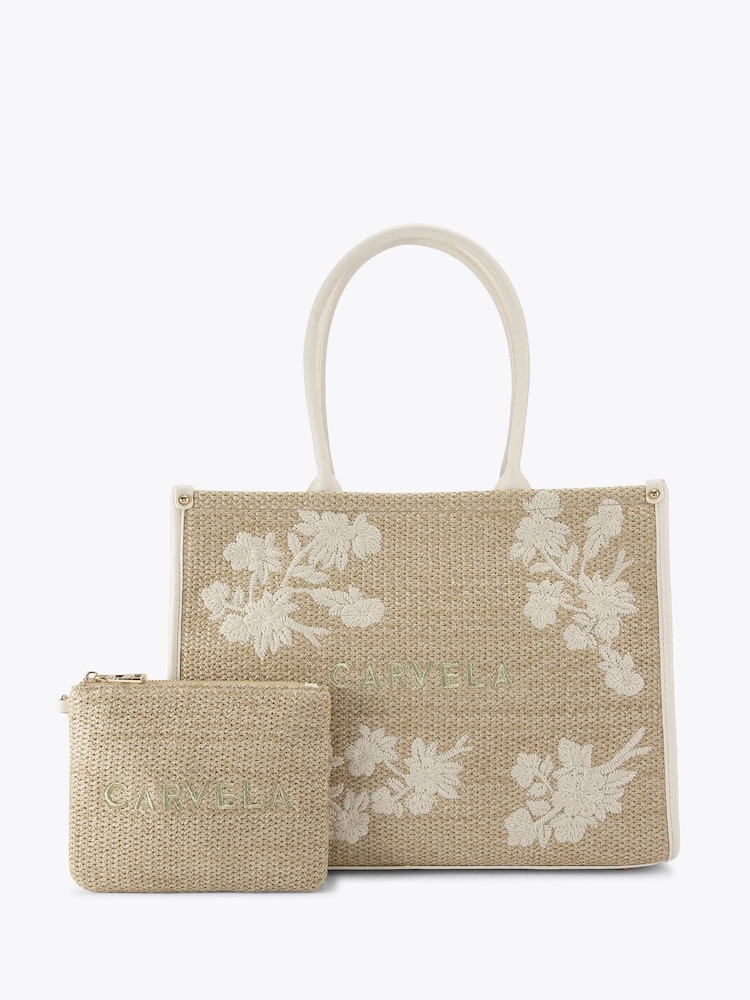 BEIGE COMB - Carvela Cream Sorrento Chuck In 100% Cotton Tote Bag - Imagen 1 de 4