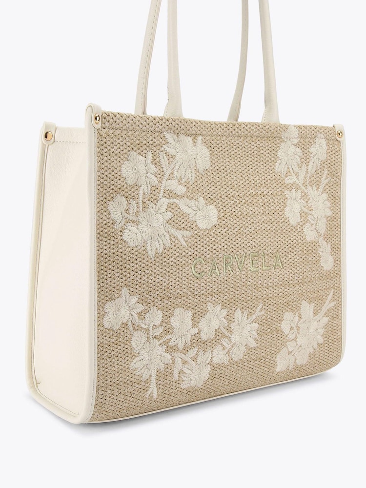 BEIGE COMB - Carvela Cream Sorrento Chuck In 100% Cotton Tote Bag - Imagen 2 de 4