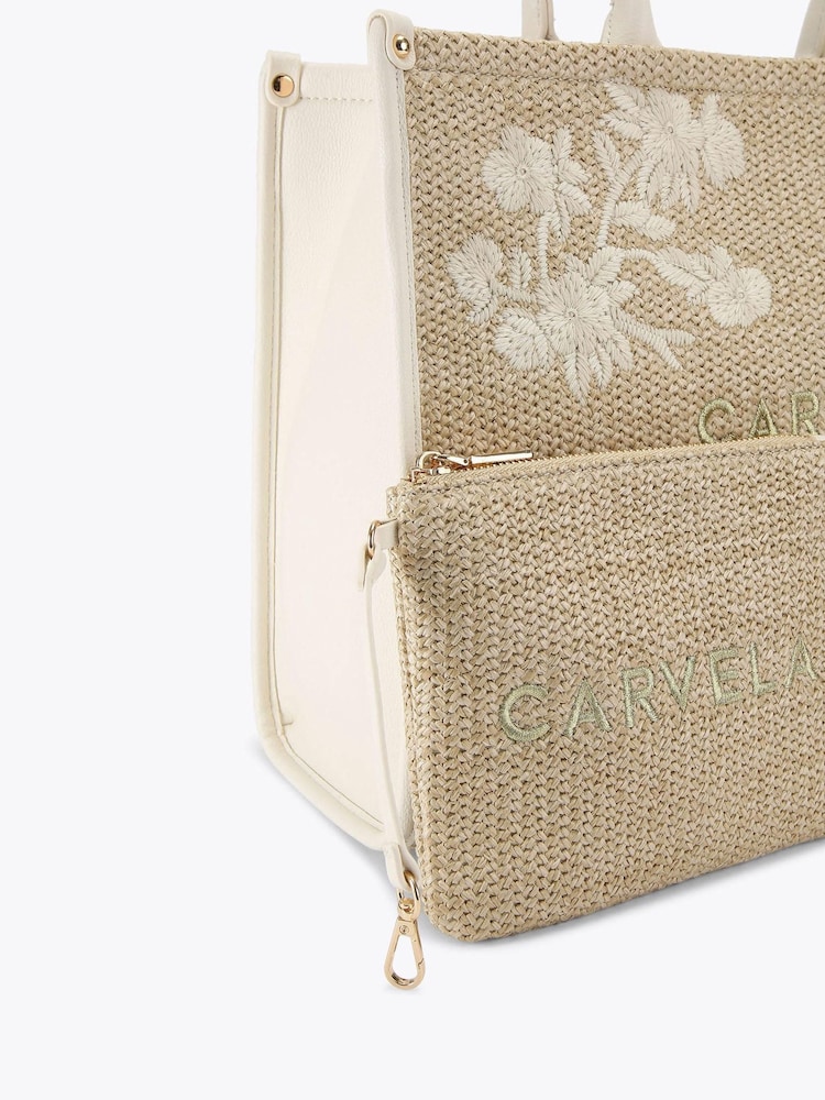BEIGE COMB - Carvela Cream Sorrento Chuck In 100% Cotton Tote Bag - Imagen 4 de 4