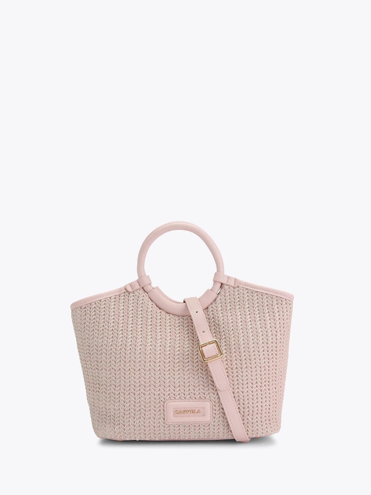 Carvela Pink Sardinia Midi Weave Bag - Image 2 of 5