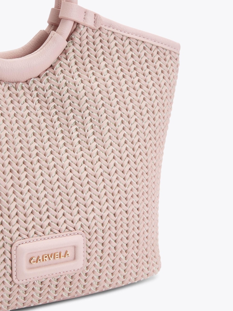 Carvela Pink Sardinia Midi Weave Bag - Image 5 of 5