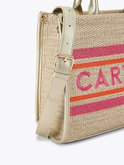Carvela Pink Raffia Sorrento Midi Tote Bag - Image 4 of 4