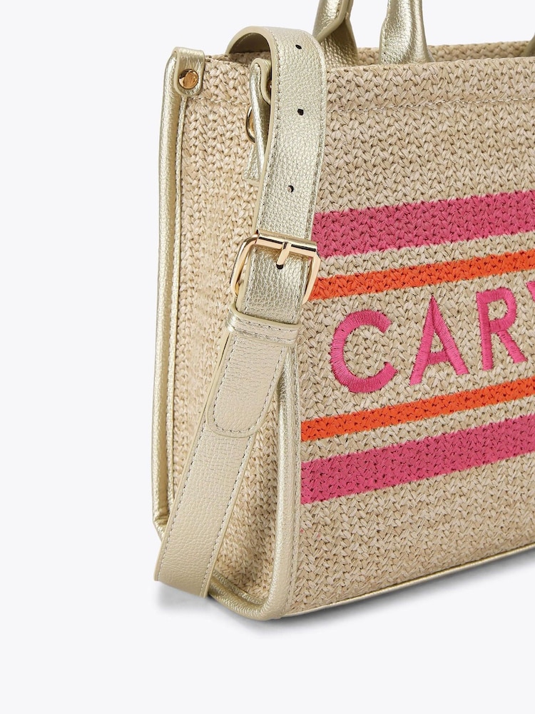 Carvela Pink Raffia Sorrento Midi Tote Bag - Image 4 of 4