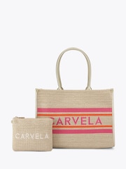 Marrón - Carvela Cream Sorrento Chuck In 100% Cotton Tote Bag - Imagen 1 de 4