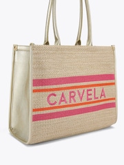 Marrón - Carvela Cream Sorrento Chuck In 100% Cotton Tote Bag - Imagen 2 de 4