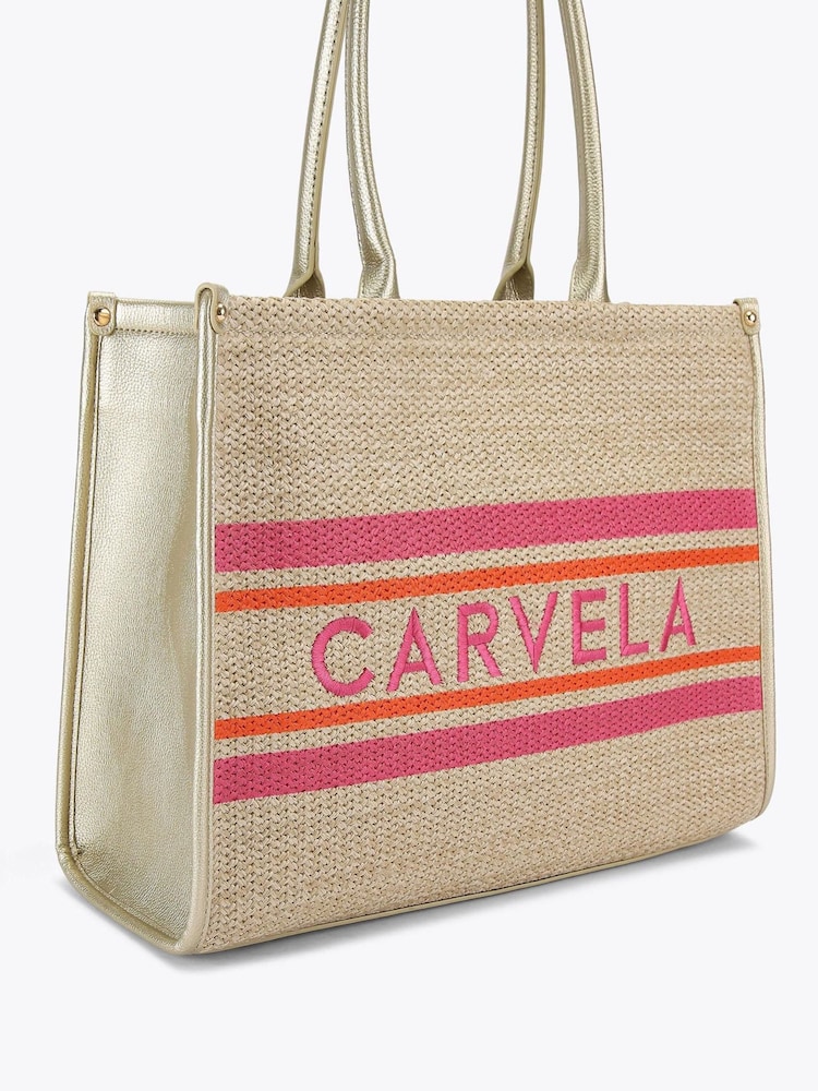 Marrón - Carvela Cream Sorrento Chuck In 100% Cotton Tote Bag - Imagen 2 de 4