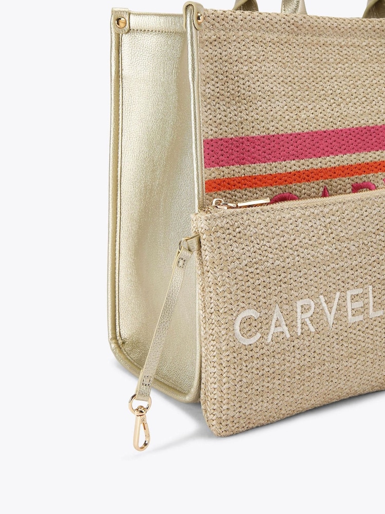 Marrón - Carvela Cream Sorrento Chuck In 100% Cotton Tote Bag - Imagen 4 de 4