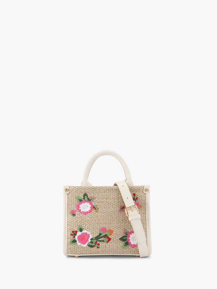 Carvela Pink Raffia Sorrento Micro Tote Bag - Imagen 1 de 5