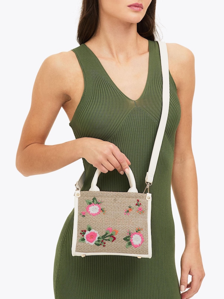 Carvela Pink Raffia Sorrento Micro Tote Bag - Imagen 5 de 5