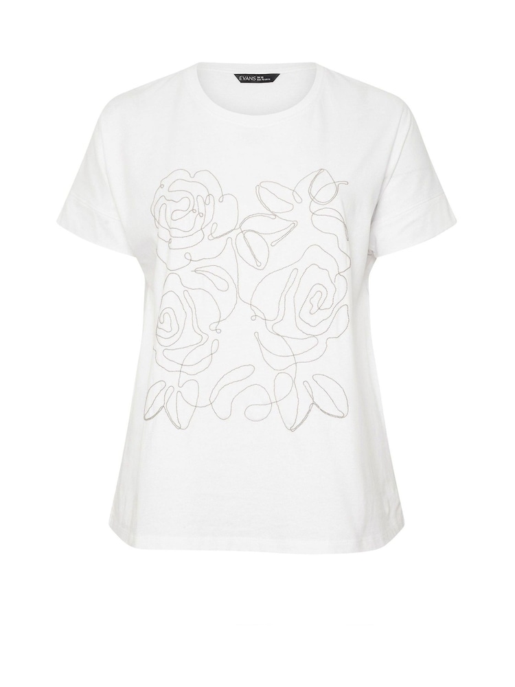 Evans Chain Detail Cotton T-Shirt - Image 2 of 7 Evans Chain Detail Cotton T-Shirt - Image 2 of 7
