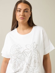 Evans White Chain Detail 100% Cotton T-Shirt - Image 3 of 7