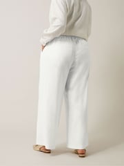 Evans Wide Leg Linen Rich White Trousers - Image 2 of 5