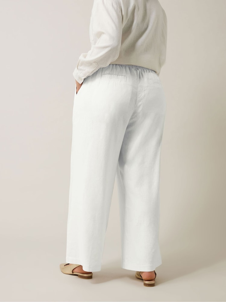 Evans Wide Leg Linen Rich White Trousers - Image 2 of 5 Evans Wide Leg Linen Rich White Trousers - Image 2 of 5