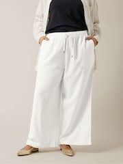 Evans Wide Leg Linen Rich White Trousers - Image 3 of 5