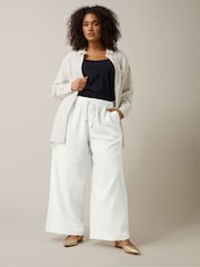Evans Wide Leg Linen Rich White Trousers - Image 4 of 5