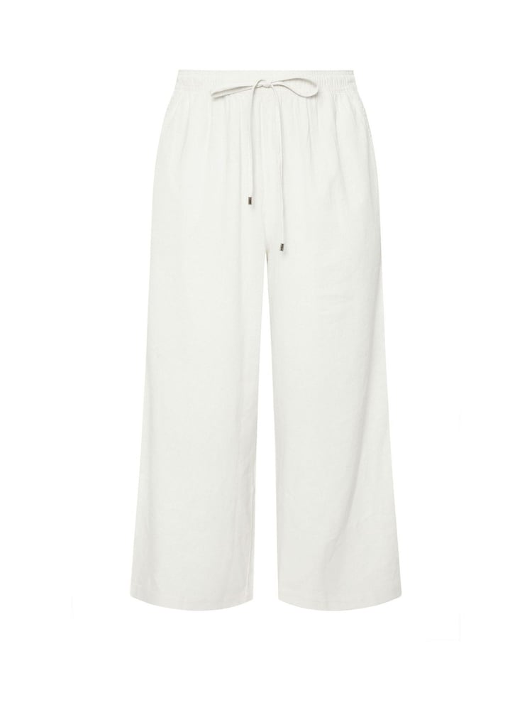 Evans Wide Leg Linen Rich White Trousers - Image 5 of 5
