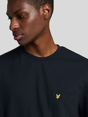 Lyle & Scott Blue Plain Pique Pocket T-Shirt - Image 4 of 5