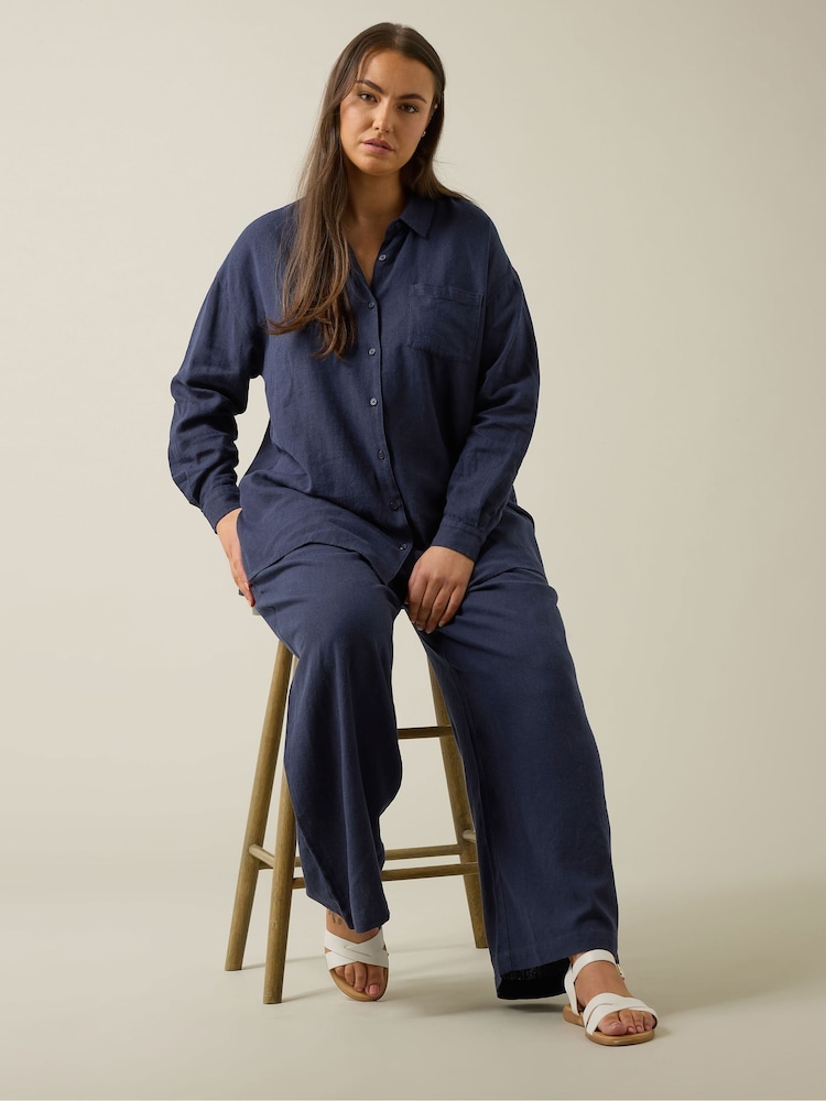 Evans Wide Leg Linen Rich White Trousers - Image 1 of 5