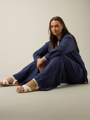 Evans Wide Leg Linen Rich White Trousers - Image 4 of 5