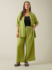 Evans Wide Leg Linen Rich White Trousers - Image 2 of 5