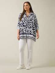 Evans Blue Border Print Shirt - Image 3 of 6