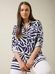 Evans Blue Border Print Shirt - Image 5 of 6